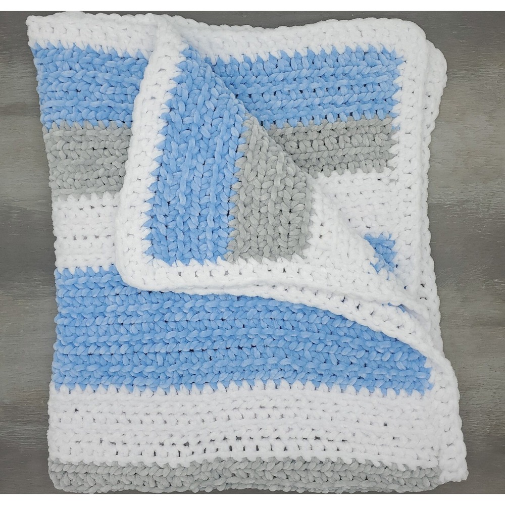 Crochet Chenille Blanket for Kids, Crochet Afghan, Children's Security Blanket - Picture 7 of 8